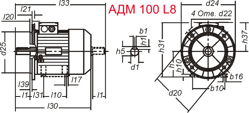 Основные размеры АДМ 100 L8 Основные размеры АДМ 100 L8