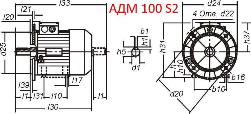 Основные размеры  АДМ 100 S2