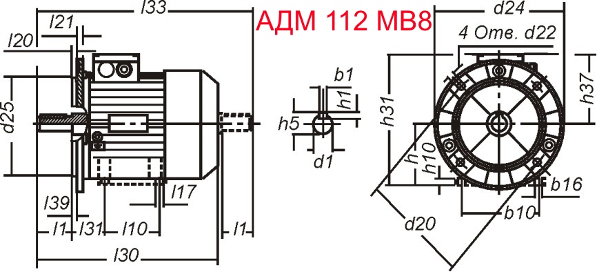 Основные размеры АДМ 112 MB8 Основные размеры АДМ 112 MB8