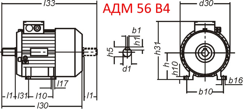 Основные размеры АДМ 56 B4 Основные размеры АДМ 56 B4