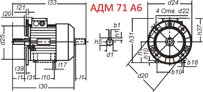 Основные размеры АДМ 71 A6 Основные размеры АДМ 71 A6