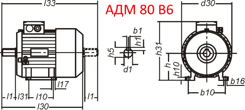 Основные размеры АДМ 80 B6 Основные размеры АДМ 80 B6