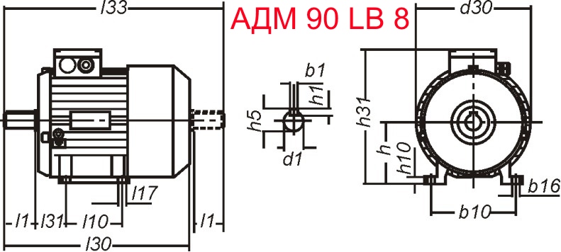 Основные размеры АДМ 90 LB8 Основные размеры АДМ 90 LB8
