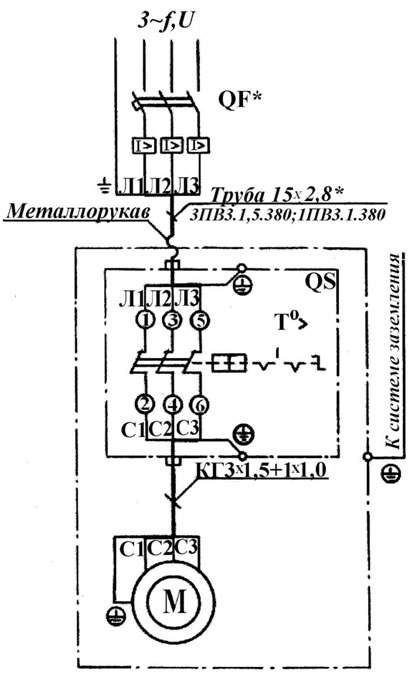 Схема электрическая принципиальная и соединений установки компрессорной К-22 Схема электрическая принципиальная и соединений установки компрессорной К-22
