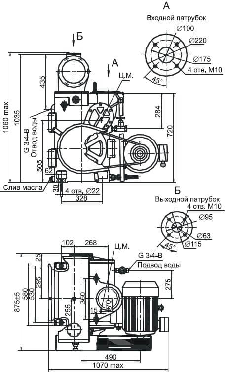 Габаритный чертеж агрегата АВЗ-125Д