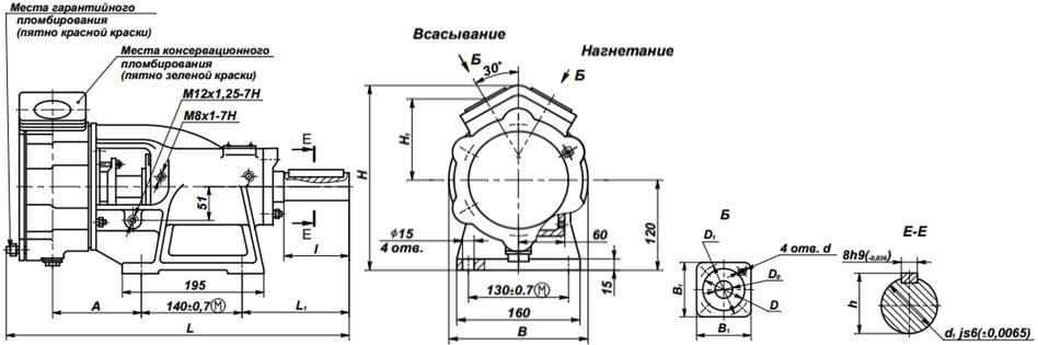 Размеры насоса ВКО 10/45А